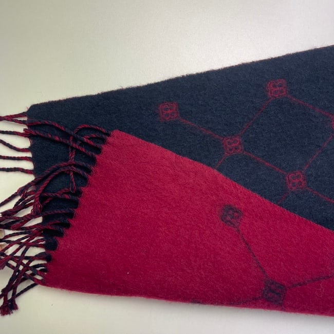 Balenciaga Navy Blue & Red 100% Wool Scarf - 5
