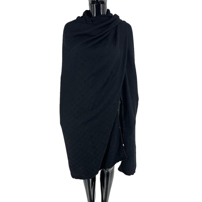 Louis Vuitton Black Monogram Silk Wool Scarf - 3