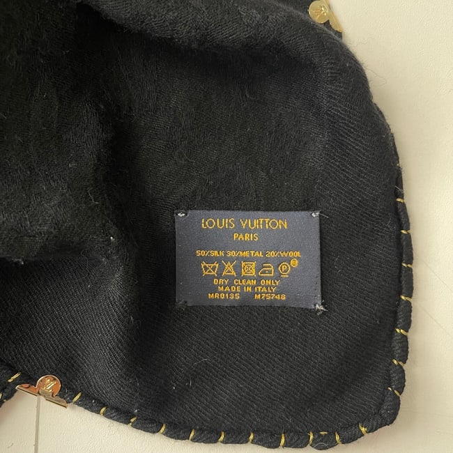 Louis Vuitton Black Monogram Silk Wool Scarf - 8