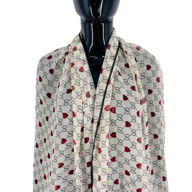 Gucci White Printed 100% Silk Scarf! - 2