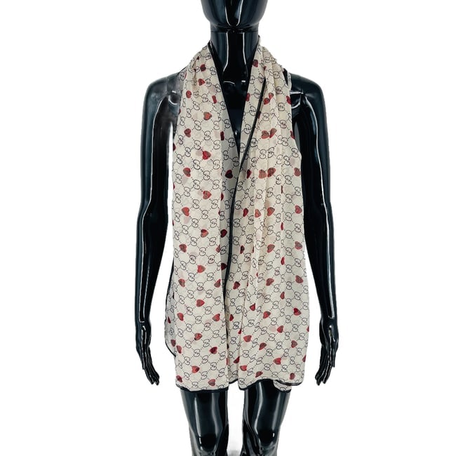 Gucci White Printed 100% Silk Scarf! - 3