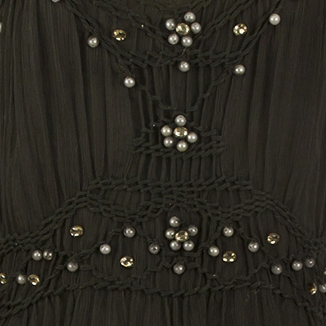 Toy G Black 100% Silk Above Knee Mini Length Beaded Dress sz 46 - 5