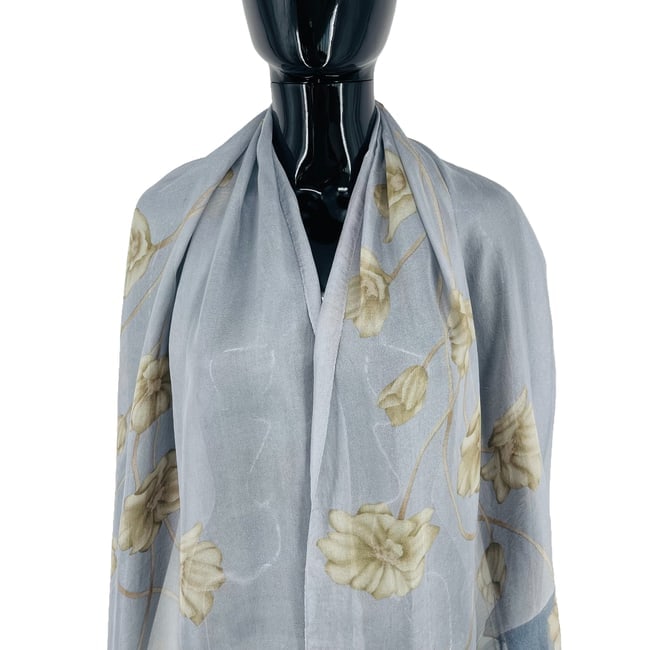 Aquascutum Blue Floral 100% Silk Scarf - 2