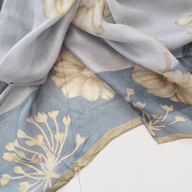 Aquascutum Blue Floral 100% Silk Scarf - 5
