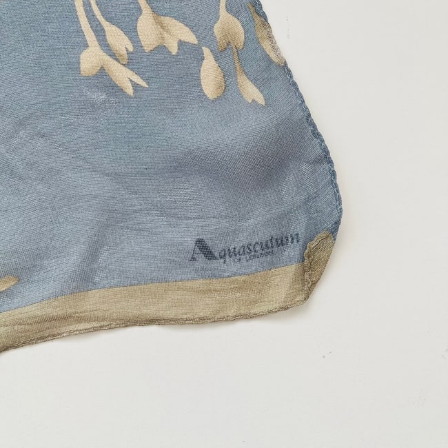 Aquascutum Blue Floral 100% Silk Scarf - 9