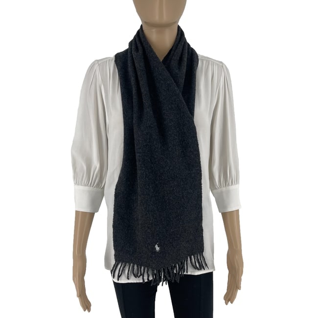 Polo Ralph Lauren Dark Grey 100% Wool Scarf - 3