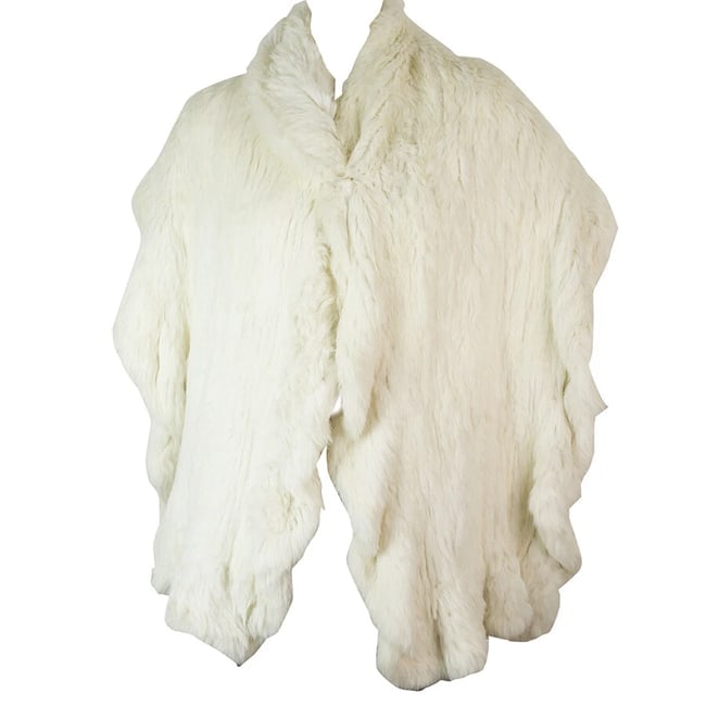 Genuine White Rabbit Fur Wedding Evening Long Scarf Shawl Wrap Warm Etole - 6