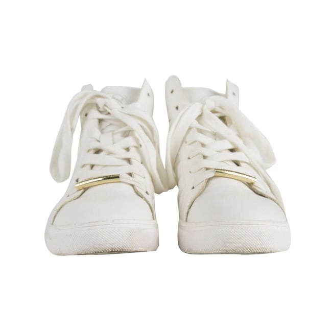 Juicy Couture Quilted White Leather High-Top Sneakers Wedge Trainers Shoes 7.5 - 2