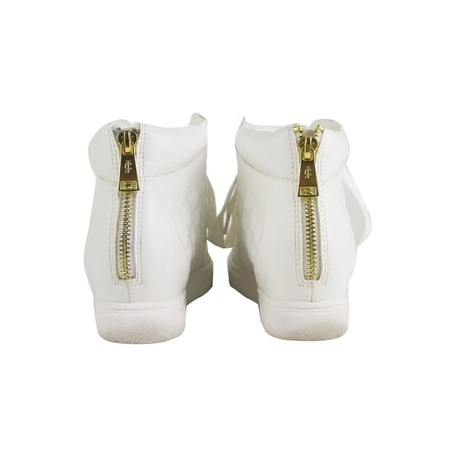 Juicy Couture Quilted White Leather High-Top Sneakers Wedge Trainers Shoes 7.5 - 3