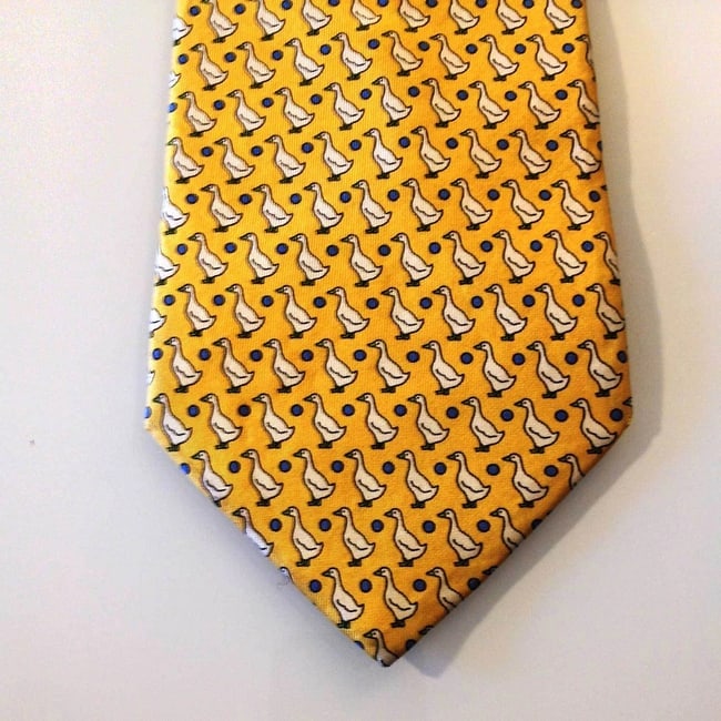 Les Copains 100% Silk Yellow Ducks Classic Men's Neck Tie Necktie - 2