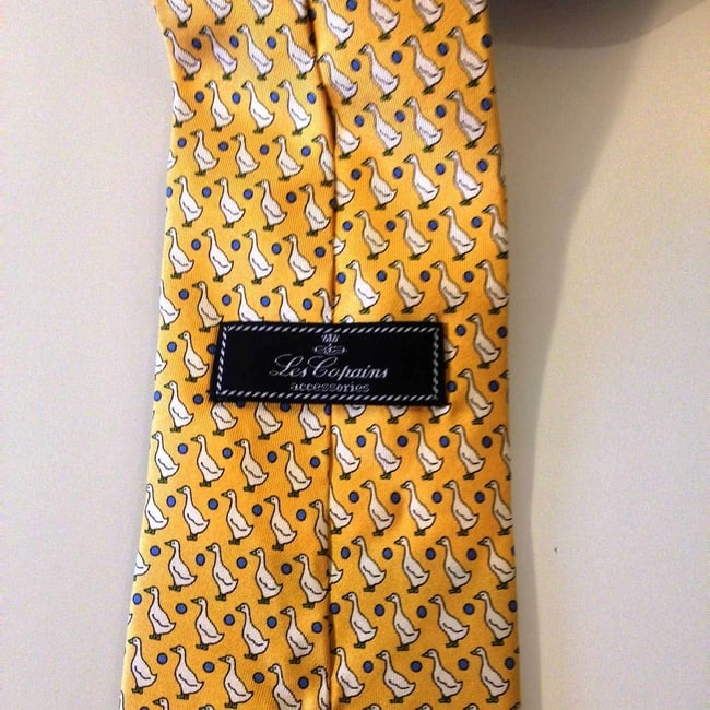Les Copains 100% Silk Yellow Ducks Classic Men's Neck Tie Necktie - 3