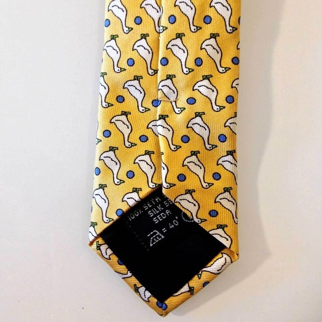 Les Copains 100% Silk Yellow Ducks Classic Men's Neck Tie Necktie - 4