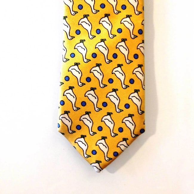 Les Copains 100% Silk Yellow Ducks Classic Men's Neck Tie Necktie - 5