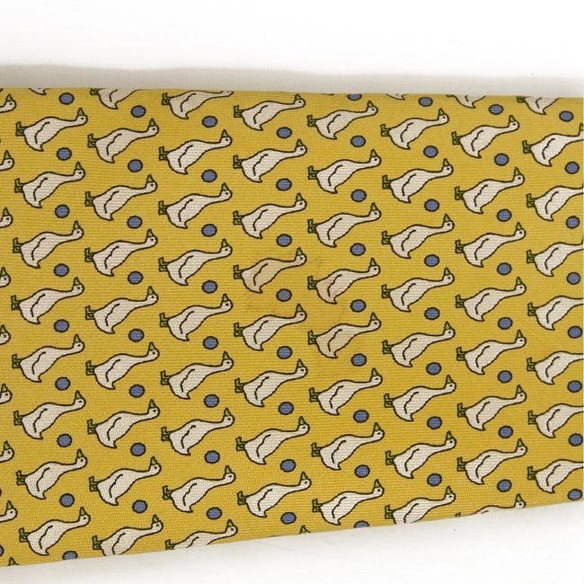 Les Copains 100% Silk Yellow Ducks Classic Men's Neck Tie Necktie - 7