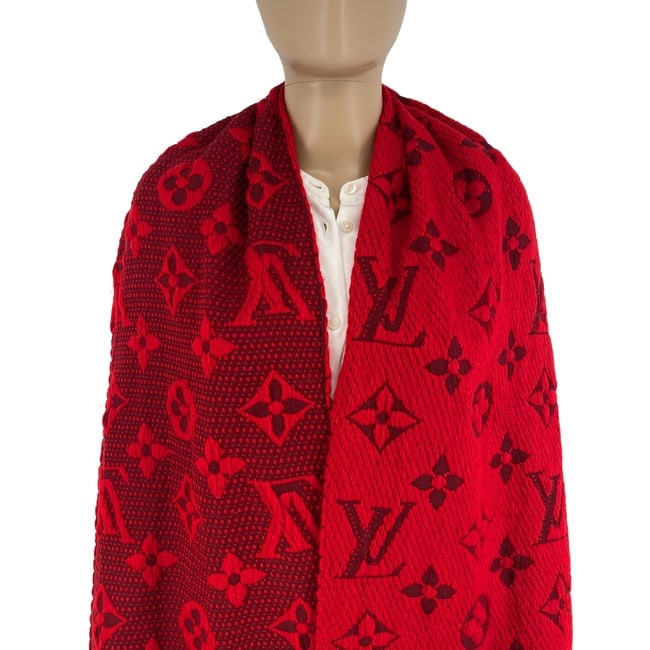 Louis Vuitton Bright Red Thick Wool & Silk Scarf - 2