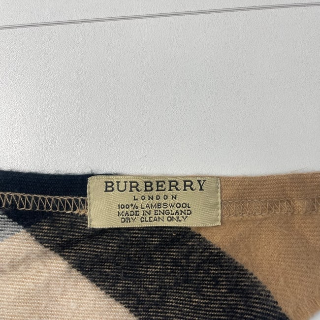 Burberry Beige Plaid Triangle 100% Wool Scarf - 5
