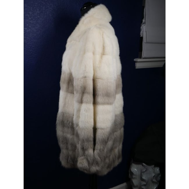 Gorgeous Designer Grosvenor Pearl & Sapphire Ombre Degrade Mink Fur Coat Jacket - 2