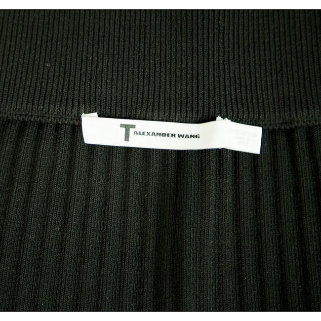 T by Alexander Wang Black Ribbed Elasticated Knee Length Skirt size M - 3