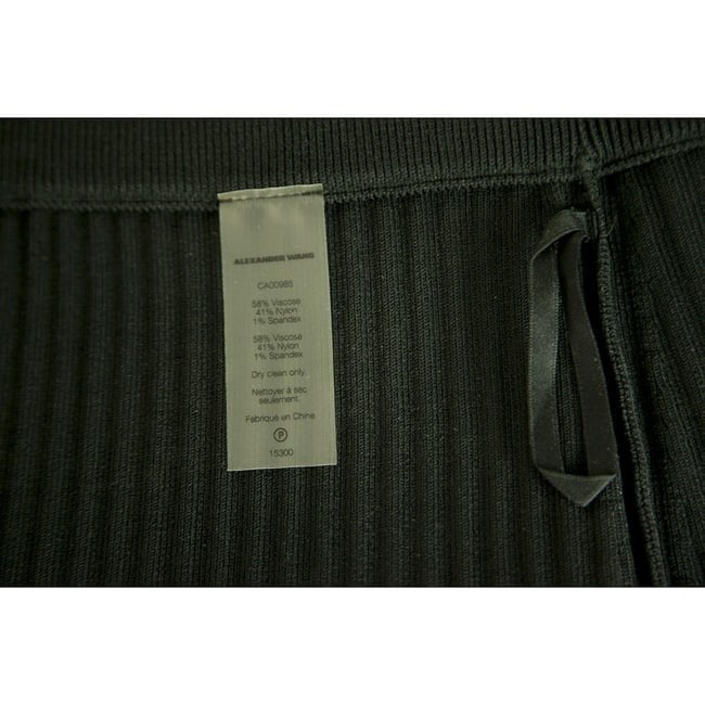 T by Alexander Wang Black Ribbed Elasticated Knee Length Skirt size M - 4