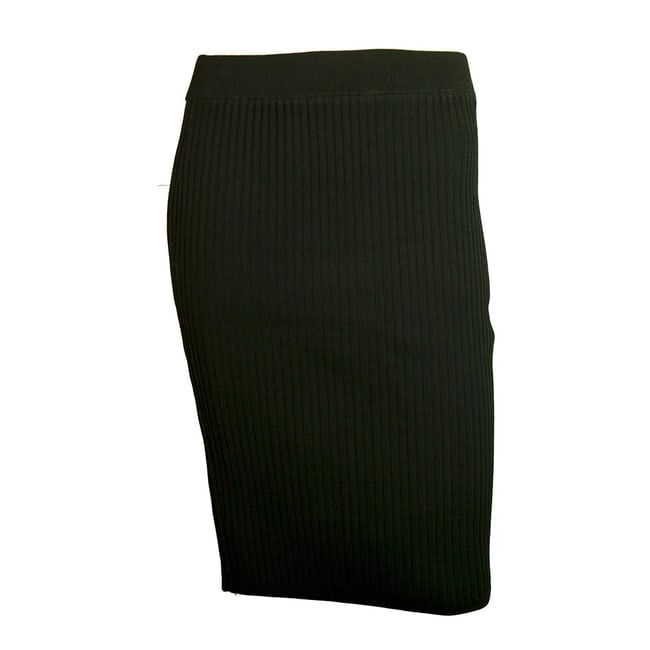 T by Alexander Wang Black Ribbed Elasticated Knee Length Skirt size M - 6