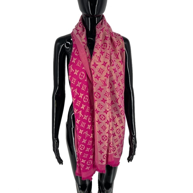 Louis Vuitton Pink Reversible Silk Wool Scarf - 3