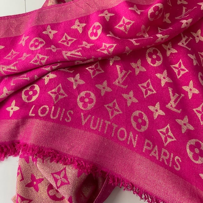 Louis Vuitton Pink Reversible Silk Wool Scarf - 5