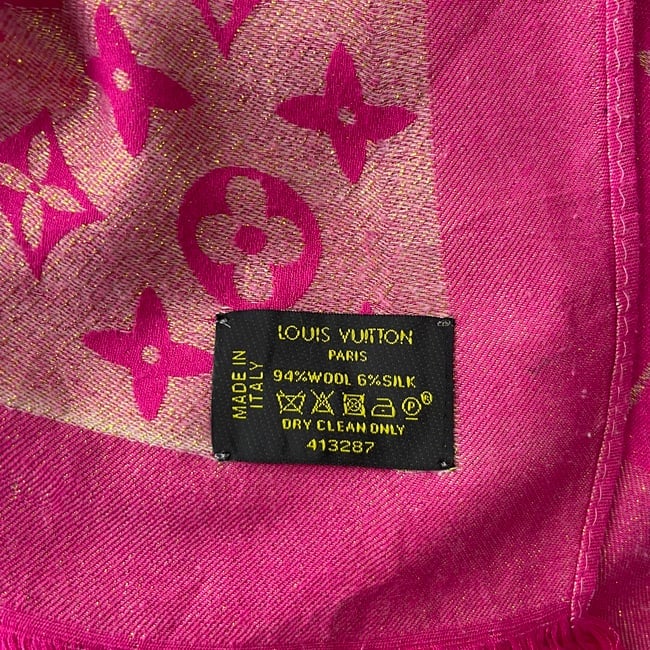 Louis Vuitton Pink Reversible Silk Wool Scarf - 6