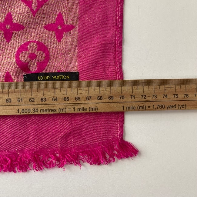 Louis Vuitton Pink Reversible Silk Wool Scarf - 7