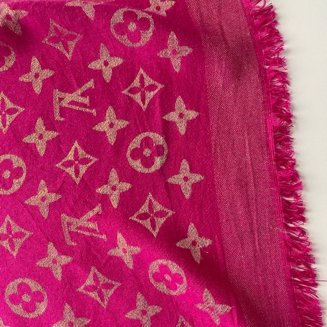 Louis Vuitton Pink Reversible Silk Wool Scarf - 8
