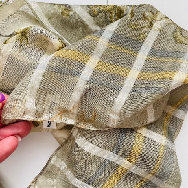 Aquascutum Green Floral 100% Silk Scarf - 6