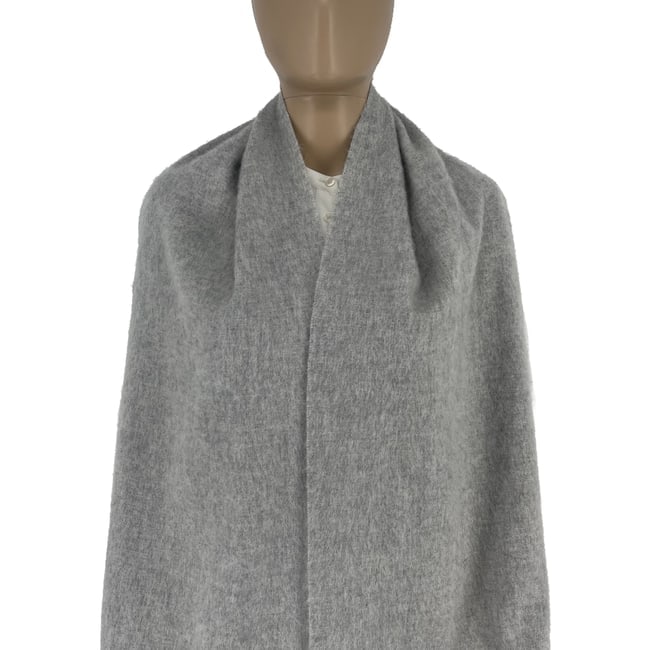 Yves Saint Laurent Grey Solid 100% Wool Scarf - 2