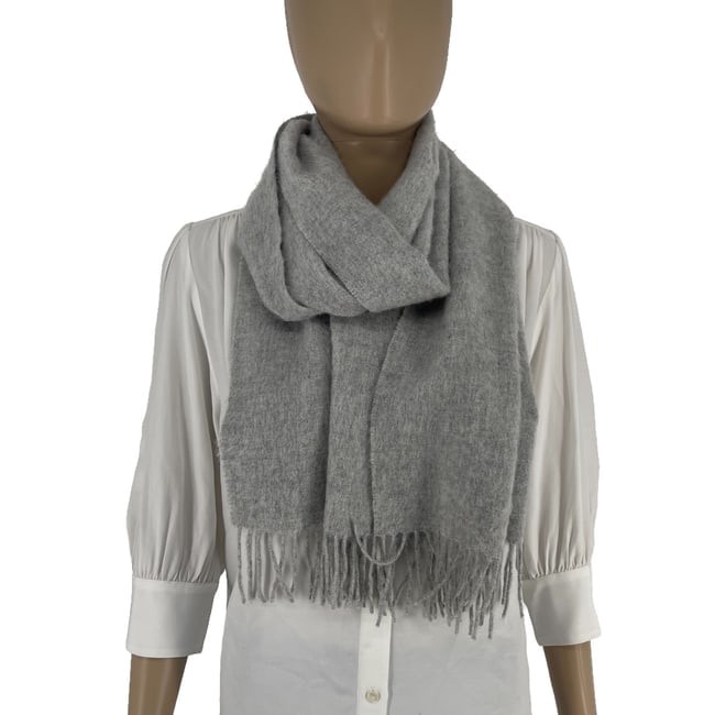 Yves Saint Laurent Grey Solid 100% Wool Scarf - 4