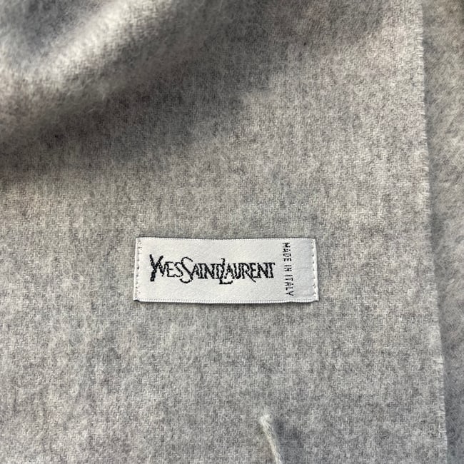 Yves Saint Laurent Grey Solid 100% Wool Scarf - 6