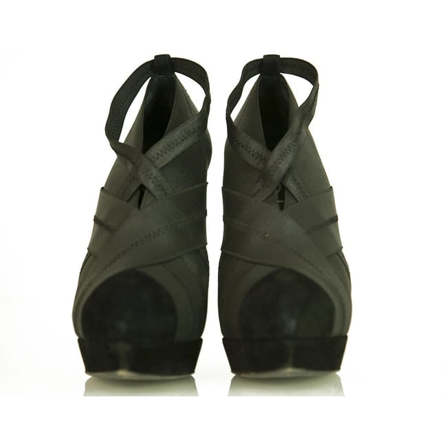Yves Saint Laurent YSL black elasticated fabric & suede platform booties 40 - 2