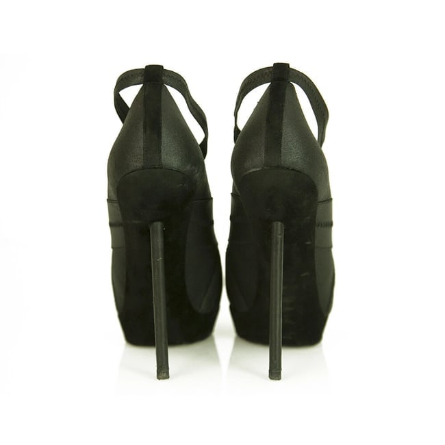 Yves Saint Laurent YSL black elasticated fabric & suede platform booties 40 - 3