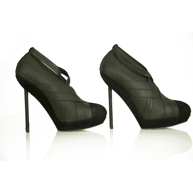 Yves Saint Laurent YSL black elasticated fabric & suede platform booties 40 - 5