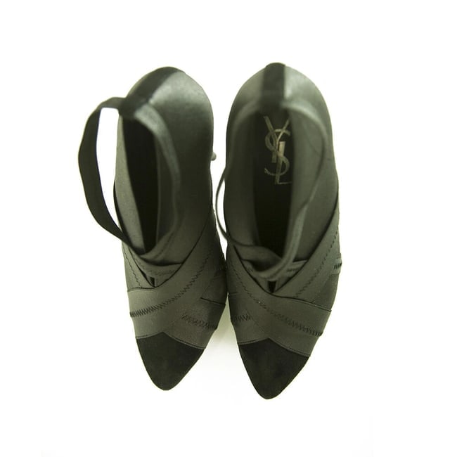 Yves Saint Laurent YSL black elasticated fabric & suede platform booties 40 - 7