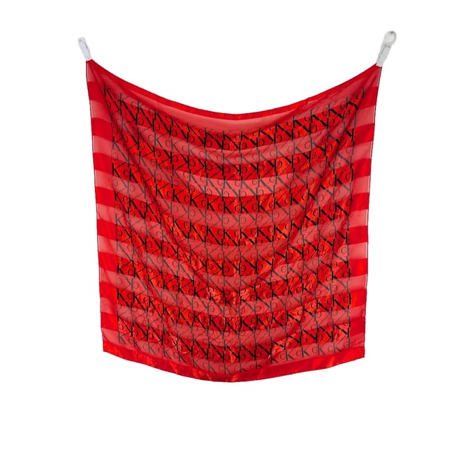 Calvin Klein Red Monogram 100% Silk Scarf (1 of 7)