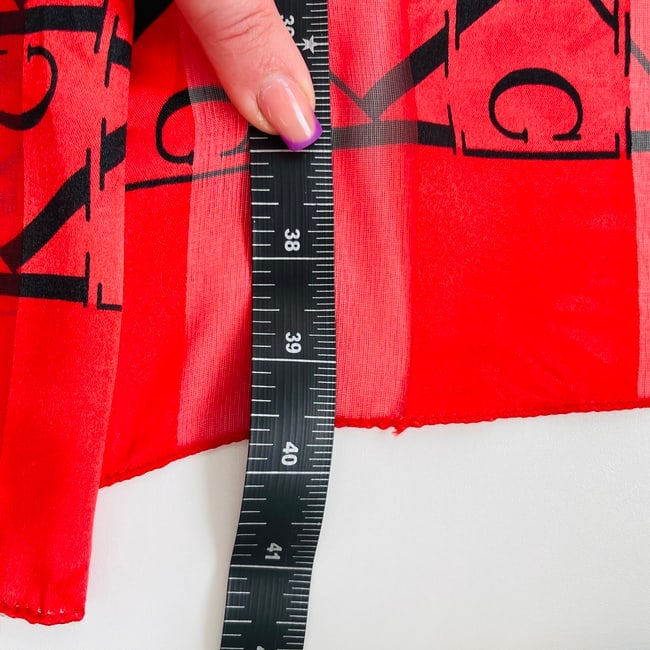 Calvin Klein Red Monogram 100% Silk Scarf - 5