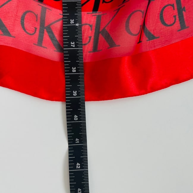 Calvin Klein Red Monogram 100% Silk Scarf - 6