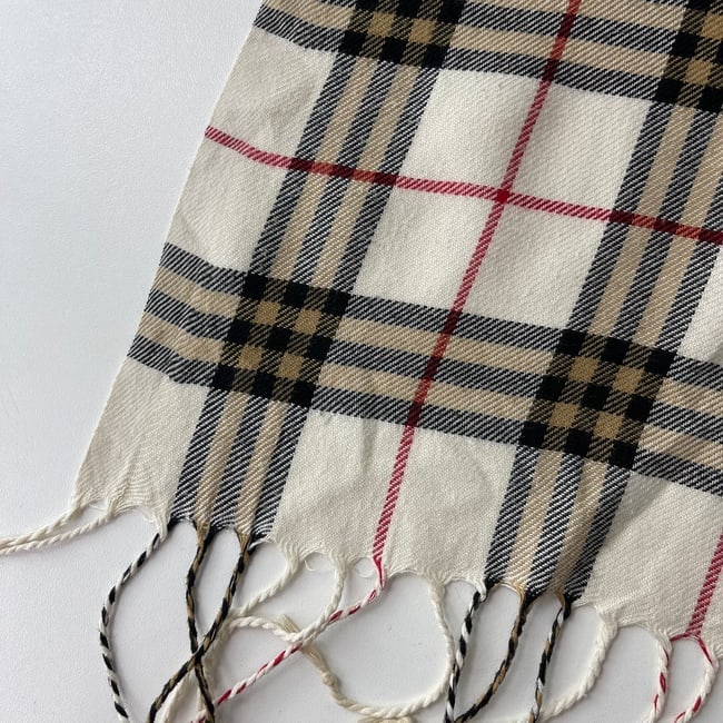 Burberry Beige Plaid 100% Wool Scarf - 5