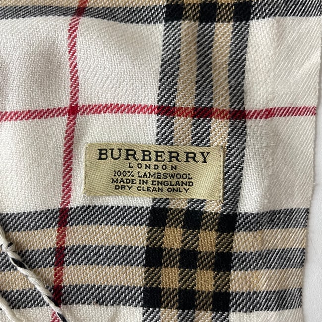 Burberry Beige Plaid 100% Wool Scarf - 6