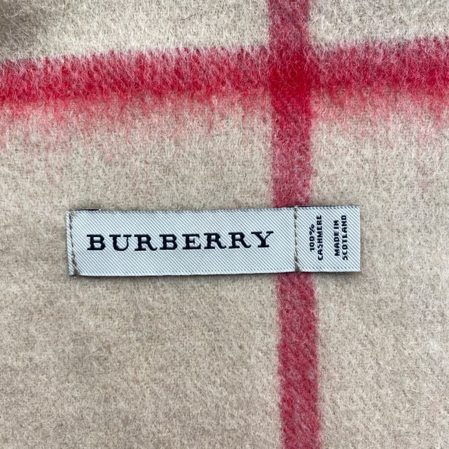 Burberry Light Beige Plaid 100% Cashmere Scarf - 6
