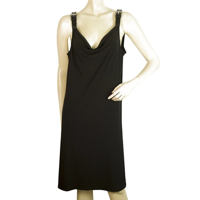 Michael By Michael Kors Black Buckle Details Knee Length dress size L (1 of 6)