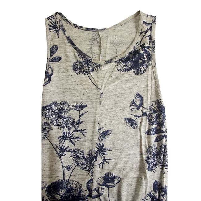 Fine Paris Eleanor Gray Blue Floral Linen Sleeveless Long Maxi Tank Dress sz S - 5