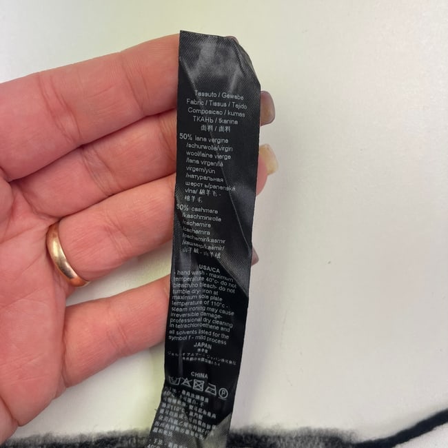 Emporio Armani Dark Grey Printed 50% Wool 50% Cashmere Scarf - 7