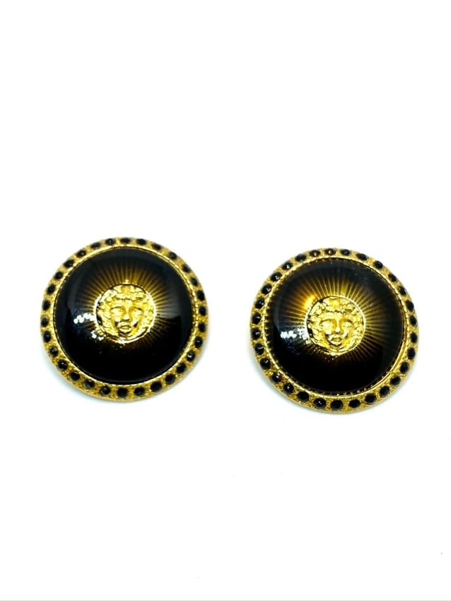 Versace Vintage Medusa Head Shank Button with Brown color lacquer forming rays - 2