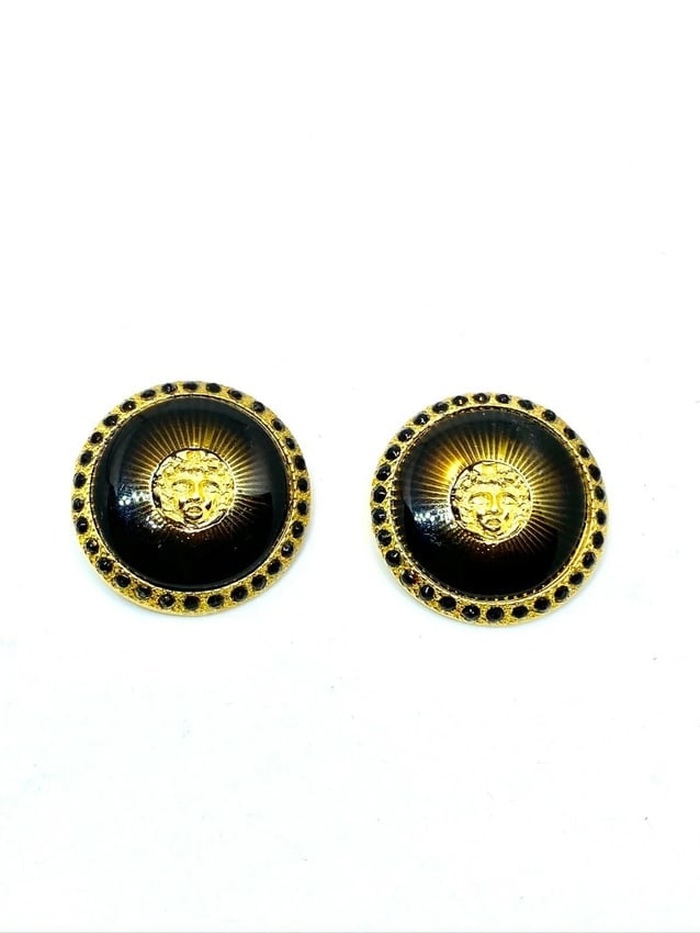 Versace Vintage Medusa Head Shank Button with Brown color lacquer forming rays - 3