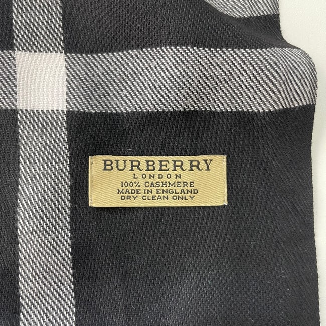 Burberry Black Plaid 100% Cashmere Scarf - 6