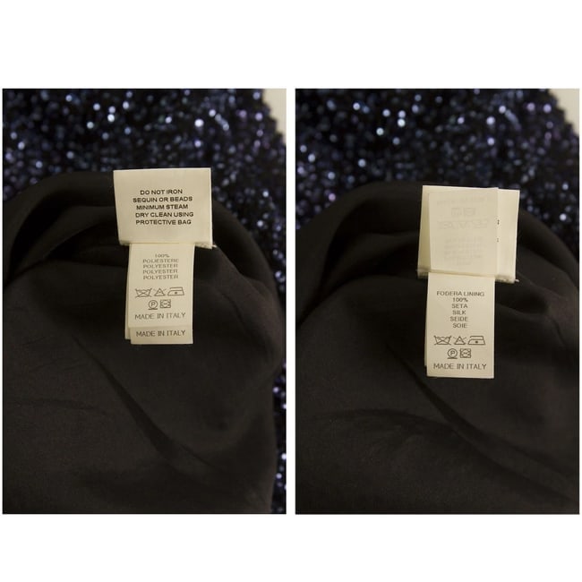 Duyan Midnight Blue Black Fully Sequined Knee Length Bow Dress size 42 It - 5